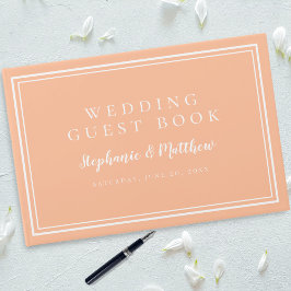 Peach Chic Einfache Minimalistisch Hochzeit Modern Gästebuch