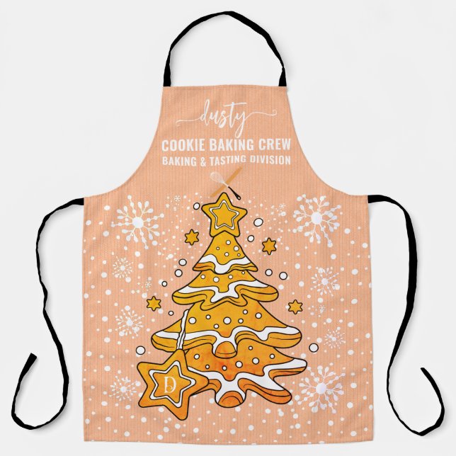 Peach Christmas Tree Cookie Backen Crew Schneefloc Schürze (Vorderseite)