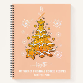 Peach Christmas Tree Cookie Baking Crew Snowflakes Notizbuch