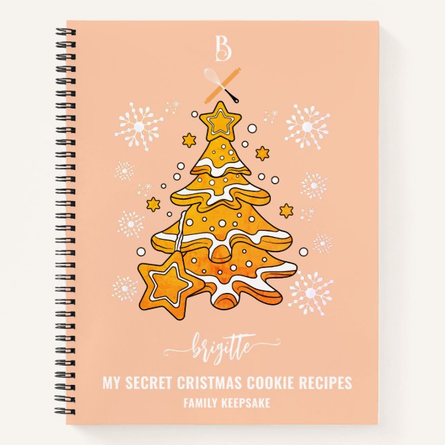 Peach Christmas Tree Cookie Baking Crew Snowflakes Notizbuch (Vorderseite)