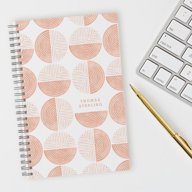 Peach Circle Geometric Muster Spiral Notebook Notizbuch (Von Creator hochgeladen)
