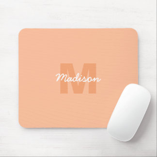 Peach color of 2024 with custom Monogram name Mousepad