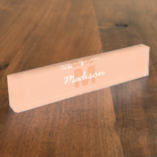 Peach color of 2024 with custom Monogram name Namensplakette