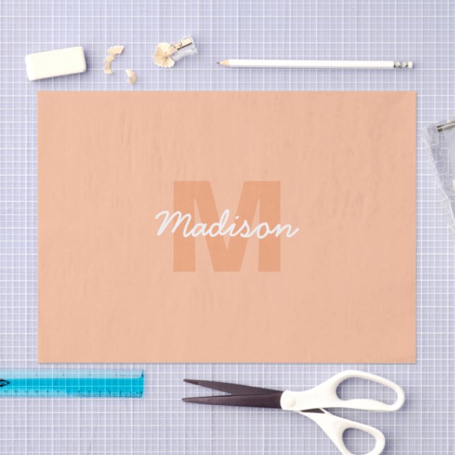 Peach color of 2024 with custom Monogram name Seidenpapier (Handwerk)