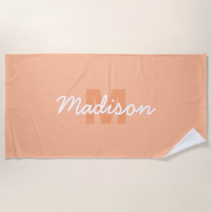 Peach color of 2024 with custom Monogram name Strandtuch