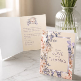 Peach Colored Floral Wedding Dankeskarte