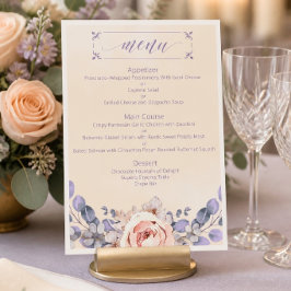 Peach Colored Floral Wedding Menu Menükarte