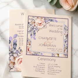 Peach Colored Floral Wedding Program Einladung