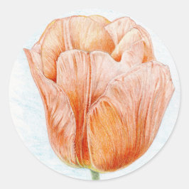 Peach Colored Tulip Runder Aufkleber