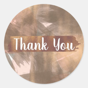 Peach & Copper Bronze Chic Modernes Monogramm Gold Runder Aufkleber