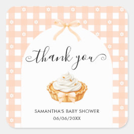 Peach Coquette Pumpkin Pie Baby Shower Thank You Quadratischer Aufkleber