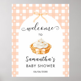 Peach Coquette Pumpkin Pie Baby Shower Welcome Poster