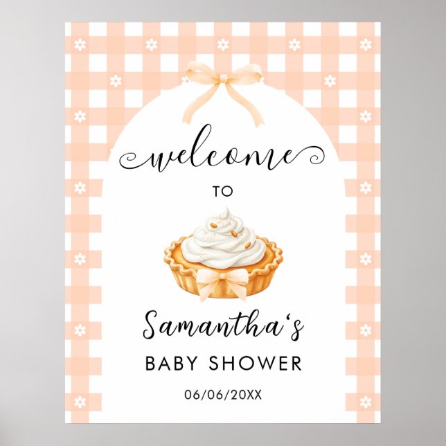 Peach Coquette Pumpkin Pie Baby Shower Welcome Poster (Vorne)
