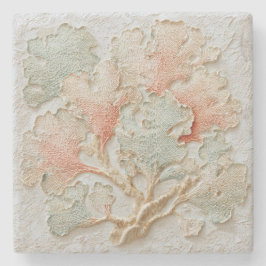 Peach Coral Coastal Branch Art Steinuntersetzer