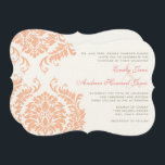 Peach Coral Rose Gold Damask Einladung<br><div class="desc">Vintage Pfirsichkoralle und Rose Gold Dusty Pale Damask Hochzeit Einladung</div>