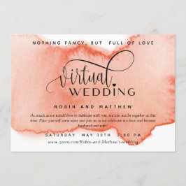 Peach Coral Watercolor, Online Virtual Wedding Einladung