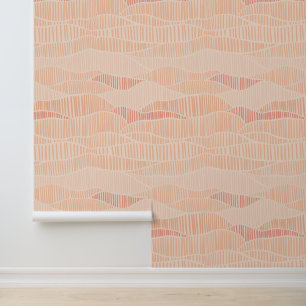 Peach Coral Waves Lines Tapete