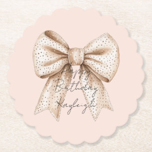 Peach Cream Bow Birthday Untersetzer