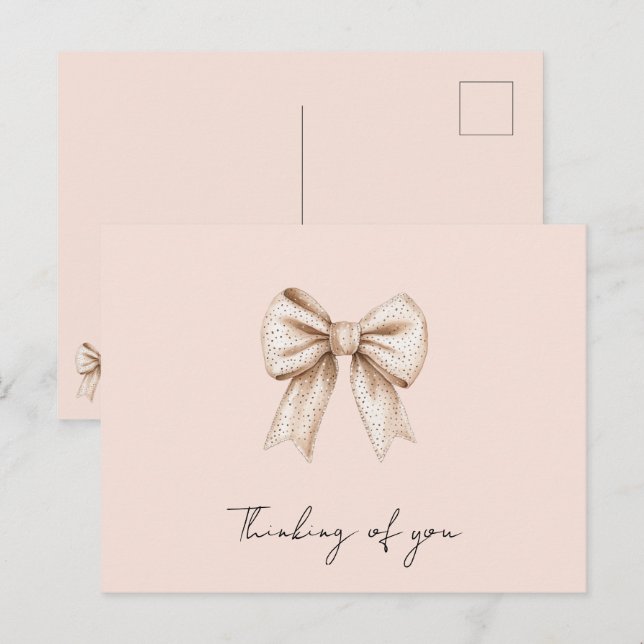 Peach Cream Bow Denken Sie an Sie Postkarte (Vorne/Hinten)
