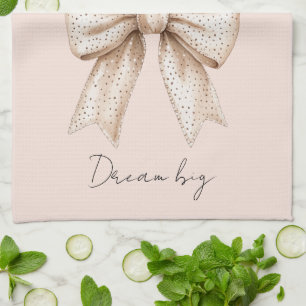 Peach Cream Bow Geschirrtuch