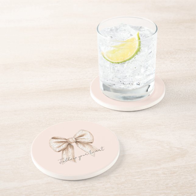 Peach Cream Bow Getränkeuntersetzer (Seite)