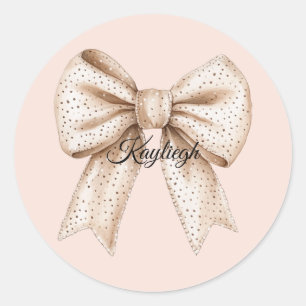 Peach Cream Bow Runder Aufkleber