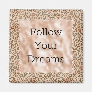 Peach Cream Brown Leopard Print Magnet