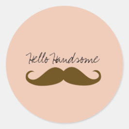 Peach Cream Brown Mustache Runder Aufkleber