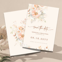 Peach Cream Floral Watercolor Wedding
