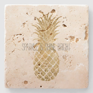 Peach Cream Glitzer Glitzy Pineaple Sparkle Steinuntersetzer