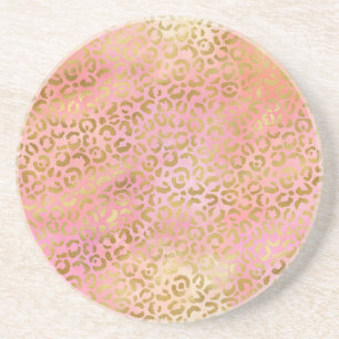 Peach Cream Pink Yellow Leopard Print Gefärbte Kra Getränkeuntersetzer