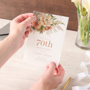 Peach Cream Watercolor Floral 70. Geburtstag