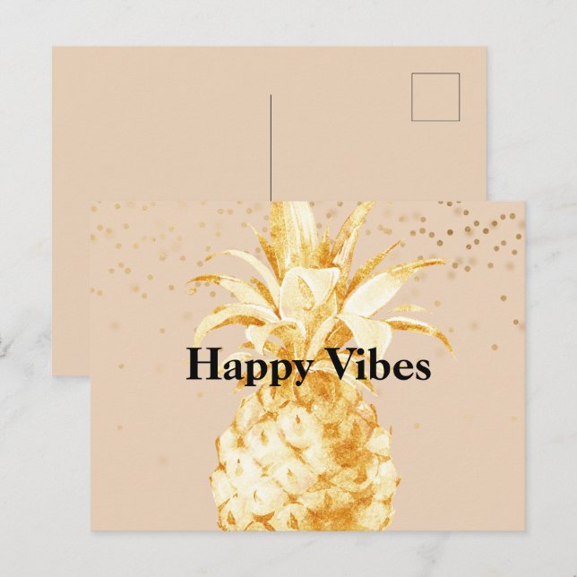 Peach Cream Yellow Gold Ananas Postkarte (Vorne/Hinten)