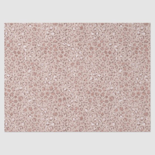 Peach Creme Blush Leopard Print Glitzer Seidenpapier (Vorderseite)