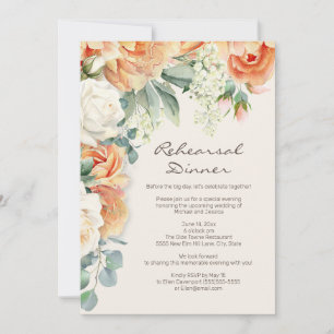 Peach Creme Floral Eukalyptus Probe Abendessen Einladung
