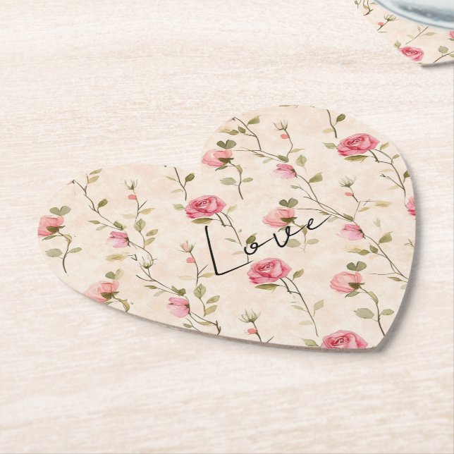 Peach Creme Pink Roses Floral Untersetzer (angewinkelt)