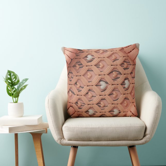 Peach Crochet Tiger Pattern Pillow Cover  Kissen (Stuhl )