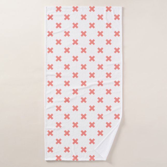 Peach cross stitches auf weiß badehandtuch (Badehandtuch)