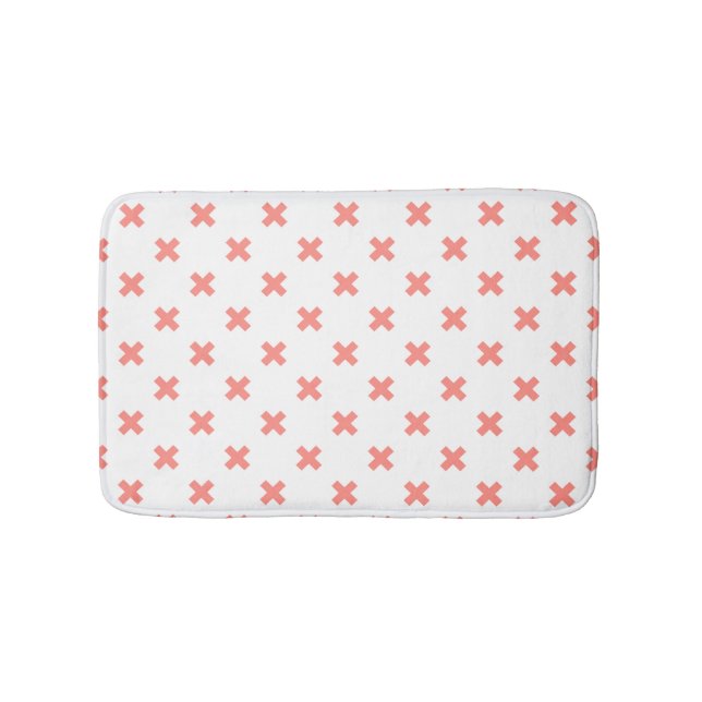 Peach cross stitches auf weiß badematte (Vorderseite)