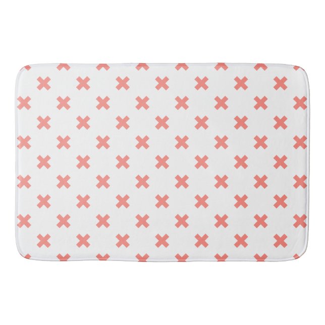 Peach cross stitches auf weiß badematte (Vorderseite)