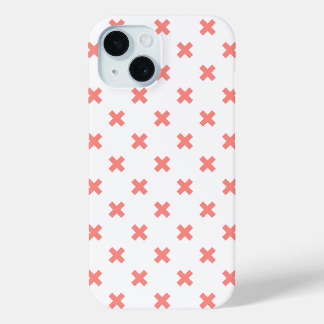 Peach cross stitches auf weiß Case-Mate iPhone hülle (Rückseite)