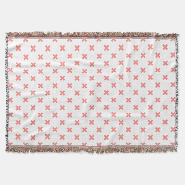 Peach cross stitches auf weiß decke (Vorderseite)