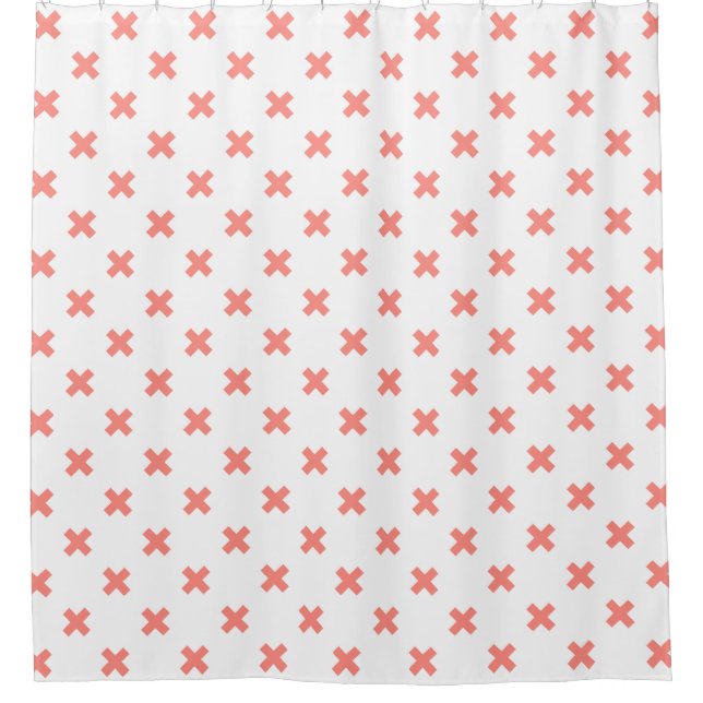 Peach cross stitches auf weiß duschvorhang (Vorderseite)