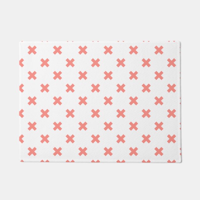 Peach cross stitches auf weiß fußmatte (Vorderseite)