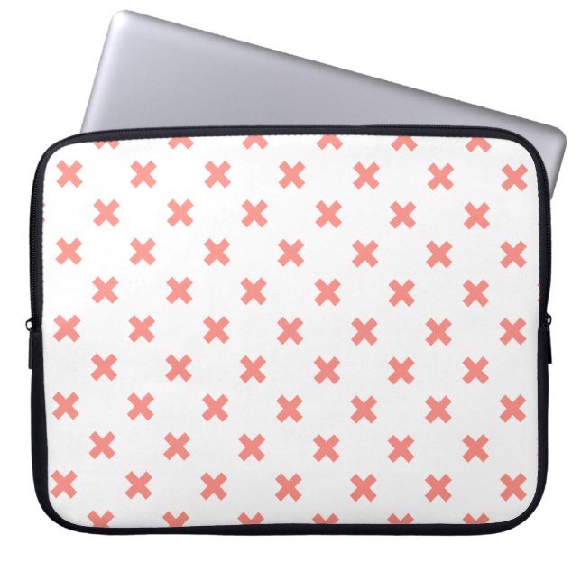 Peach cross stitches auf weiß laptopschutzhülle (Vorderseite)