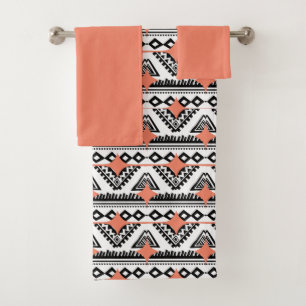 Peach crush Aztec Muster Flip Flops Badhandtuch Set