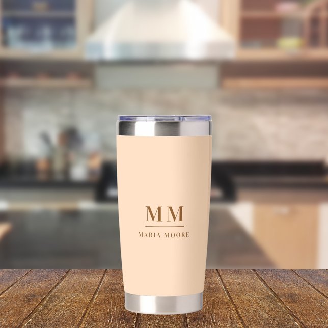 Peach custom monogram initials name thermobecher (Von Creator hochgeladen)