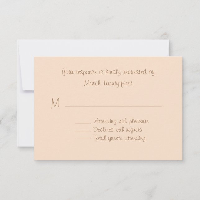 Peach Custom Wedding RSVP Card Karte (Vorderseite)