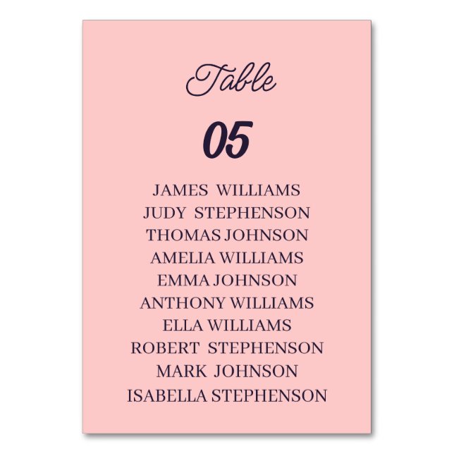 Peach Custom Wedding Tischnummer (Vorderseite)