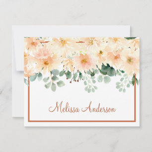 Peach Dahlia Watercolor Floral Fall Personalized Mitteilungskarte